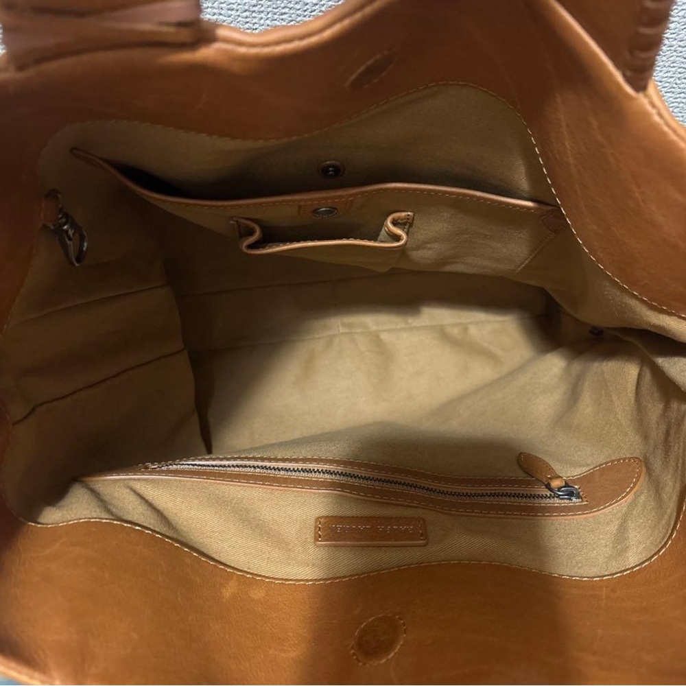 RALPH LAUREN ~ Smooth Leather Braided Tassel Boho Tote Travel Bag purse - Picture 15 of 16